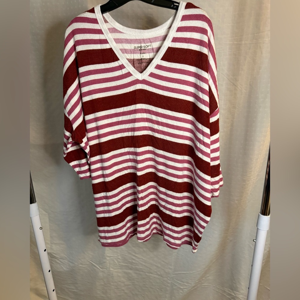Torrid Red and White V-Neck Sweater